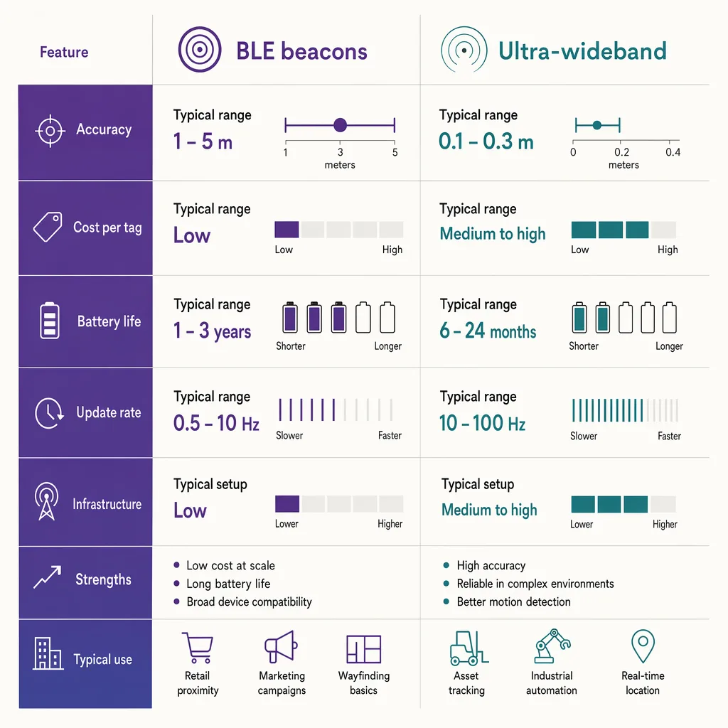 BLE beacons versus ultra-wideband