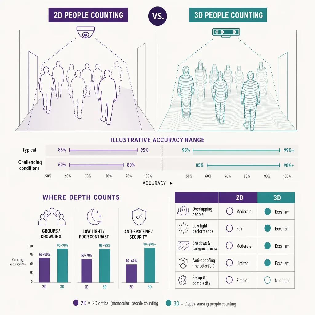 2D versus 3D people counting