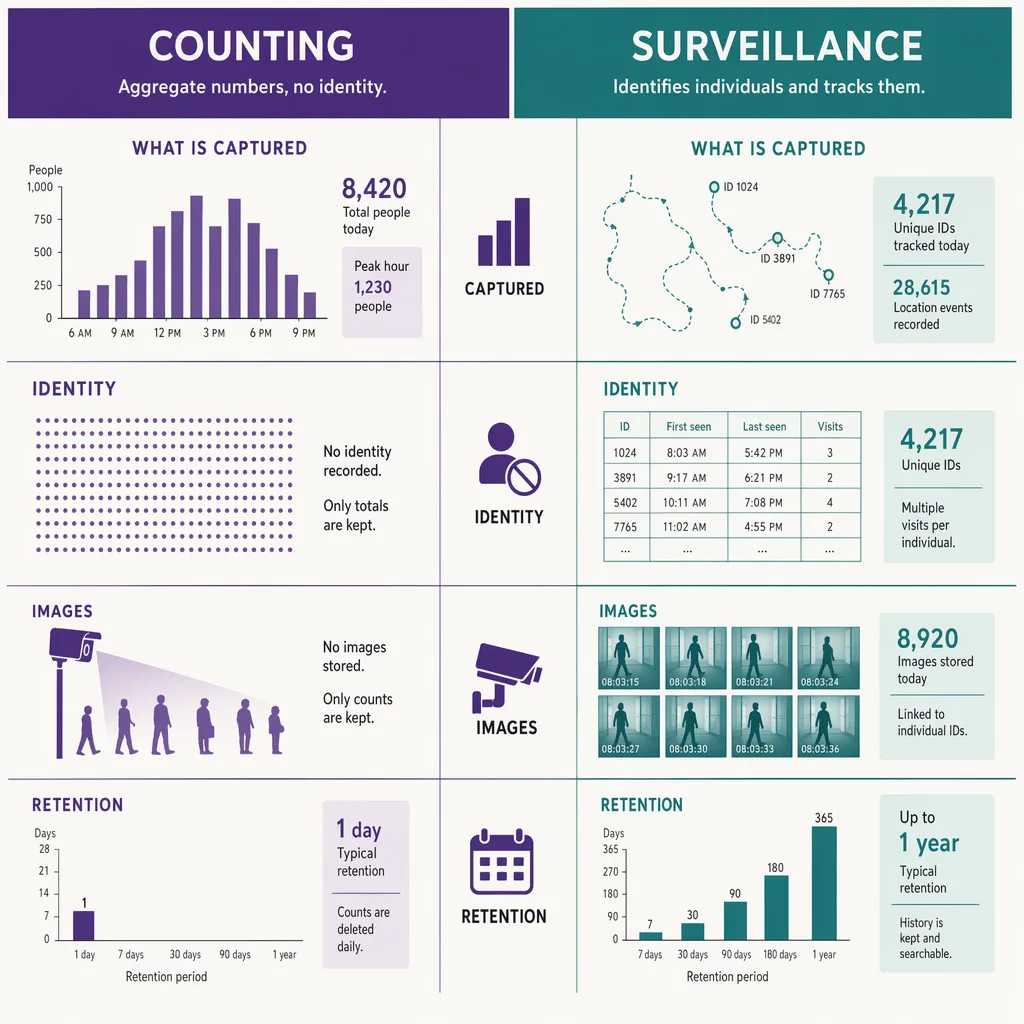 Counting versus surveillance