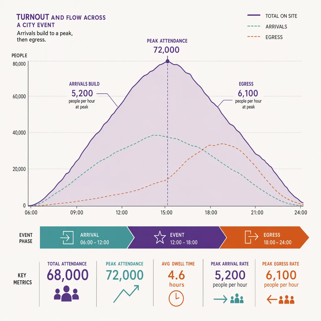 Event turnout and flow over time