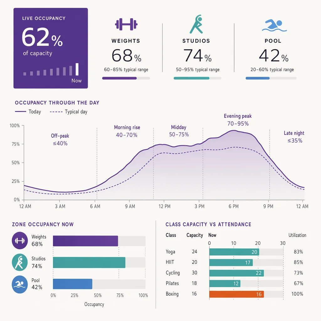 Gym live occupancy and peak hours