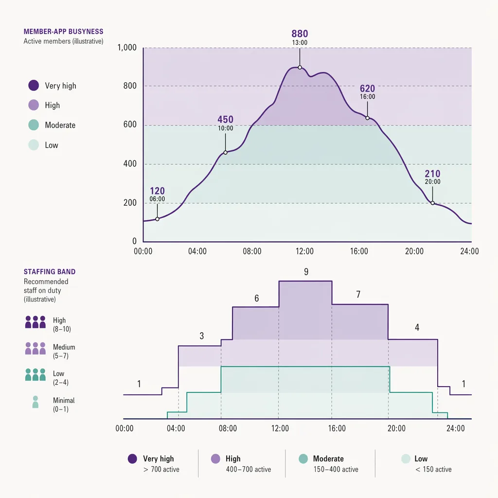 Staffing a gym to the occupancy curve