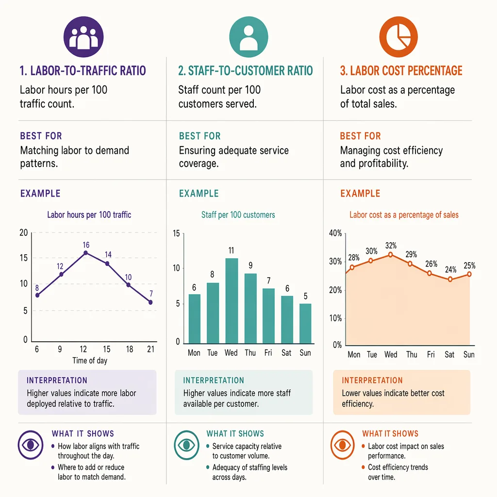 Three scheduling ratios compared
