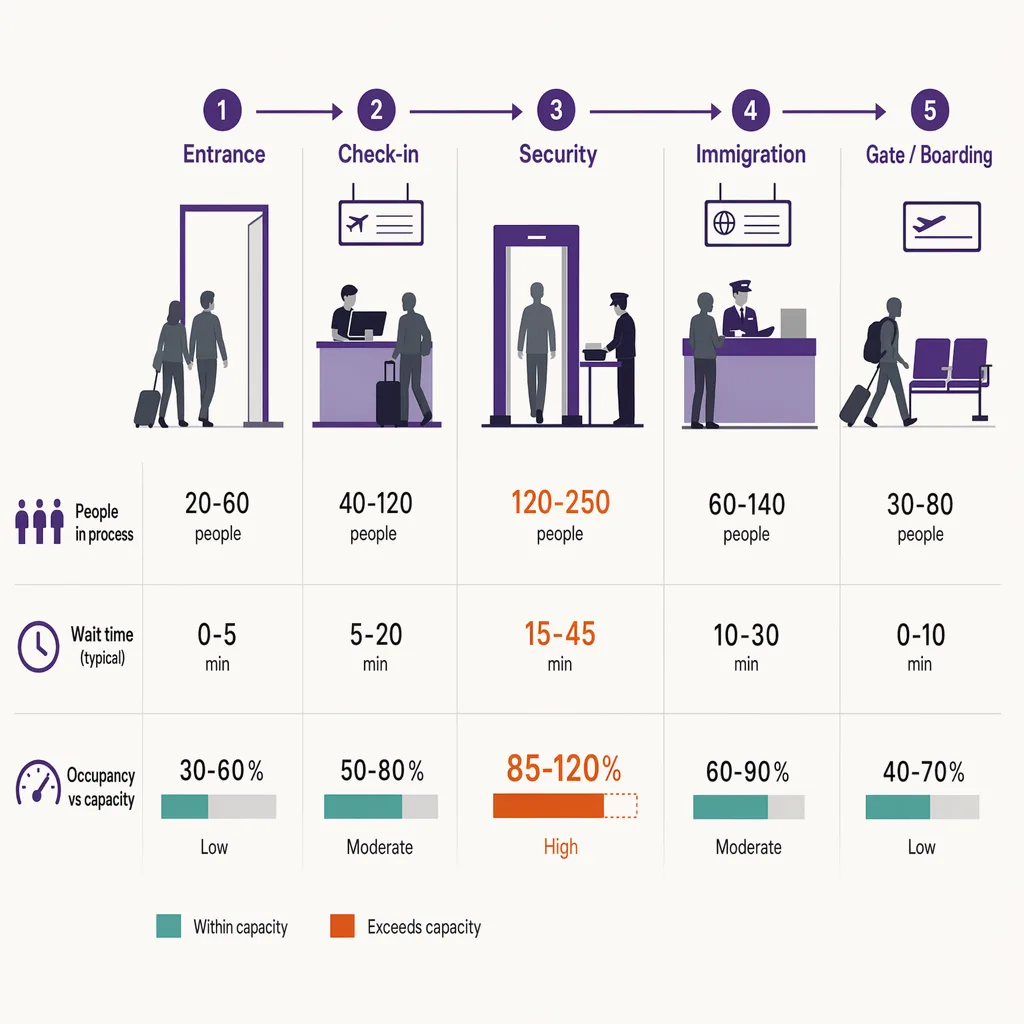 The passenger journey and where it bottlenecks
