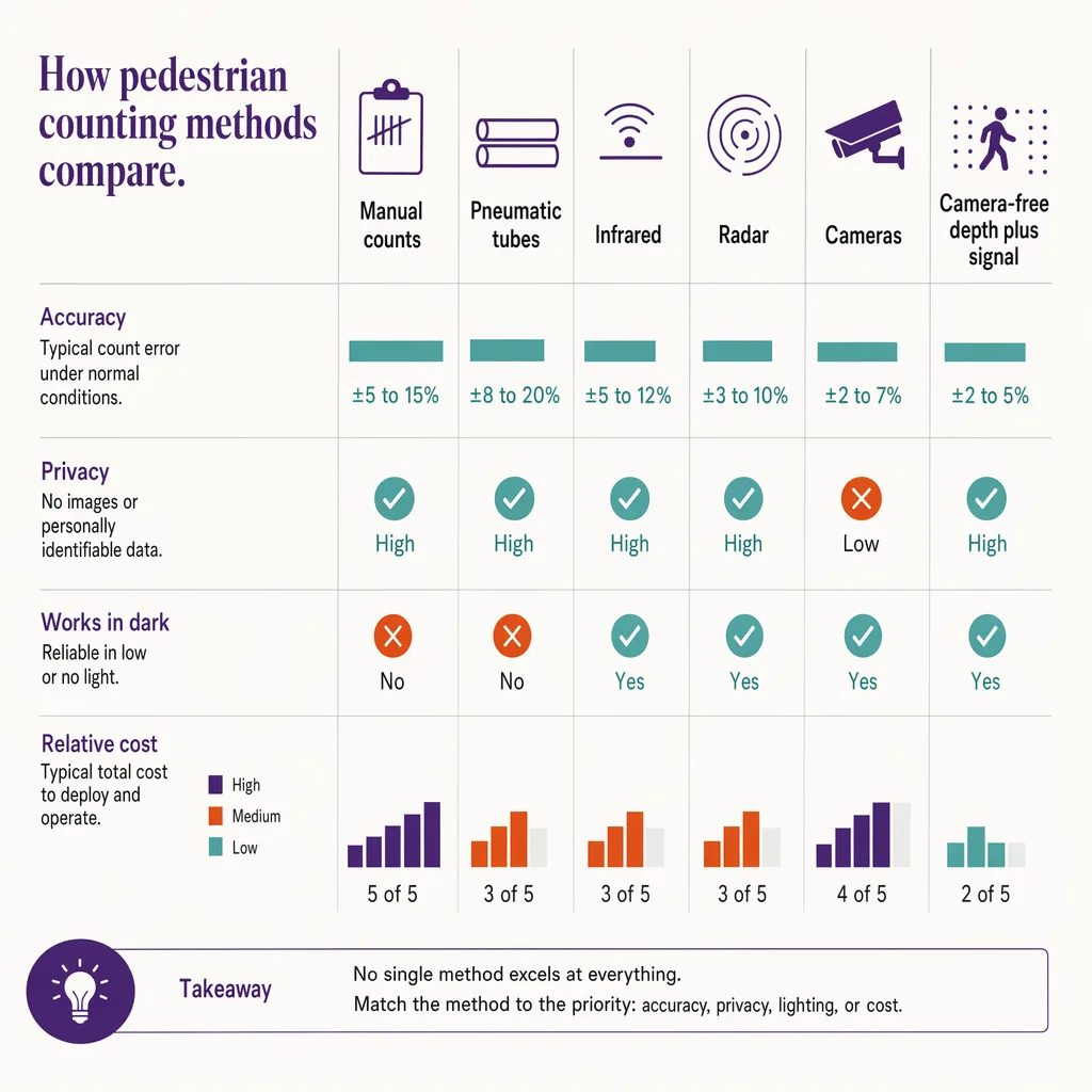 Pedestrian counting methods compared