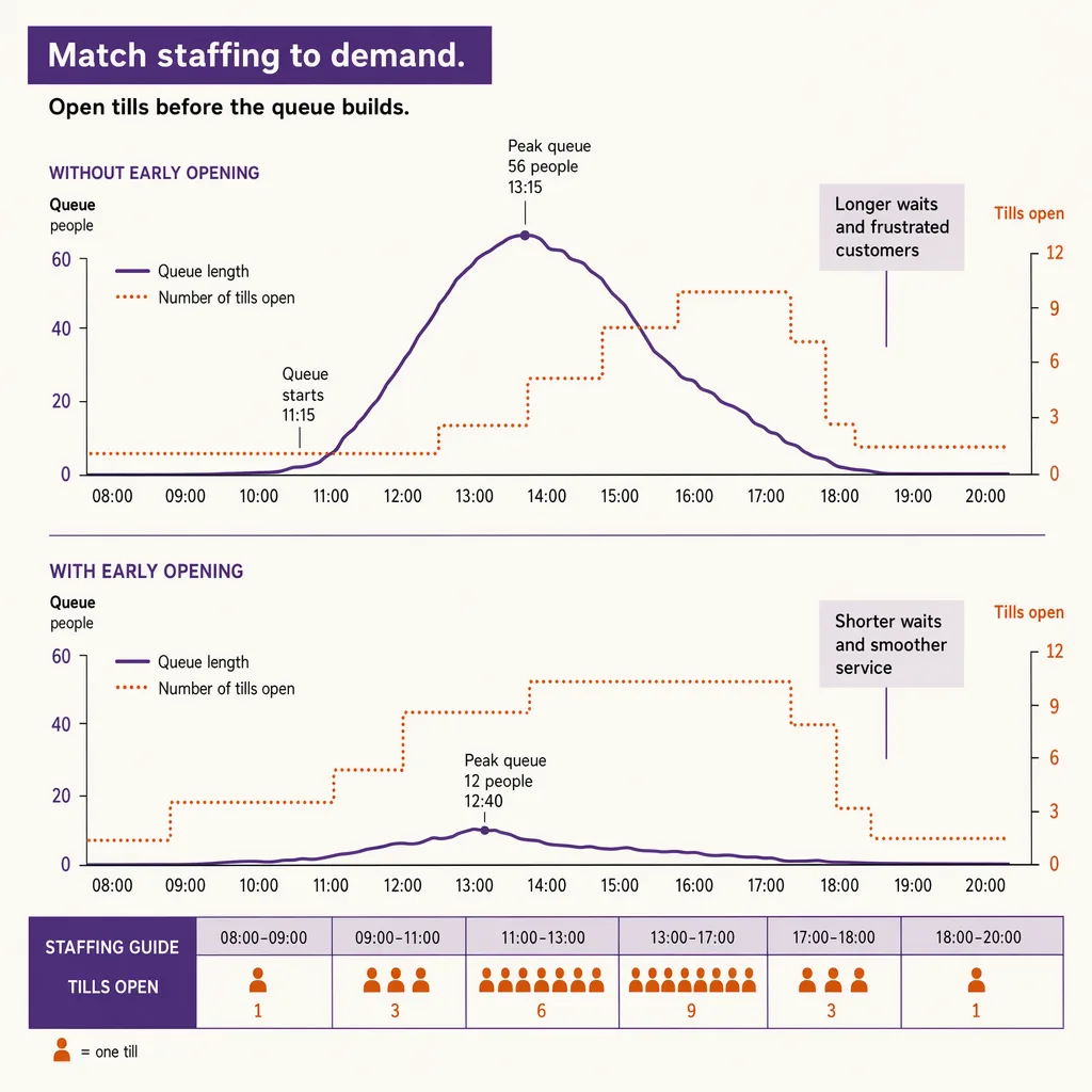 Staffing to the queue curve
