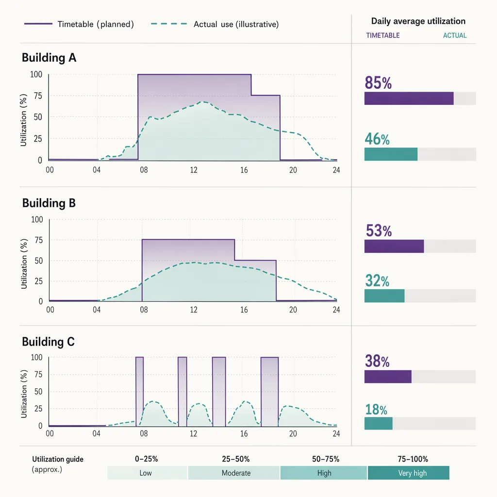 Timetable versus real building use