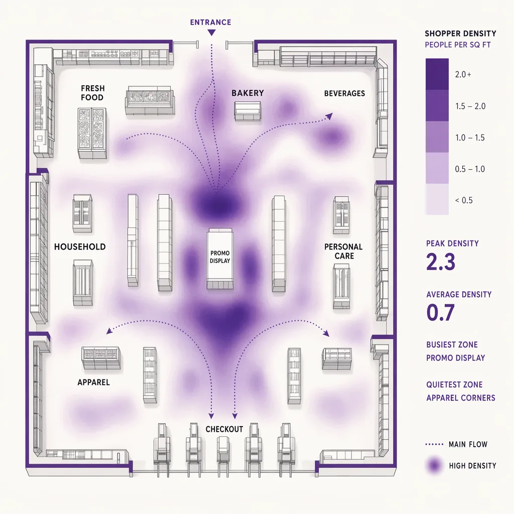 Shopper density across the floor