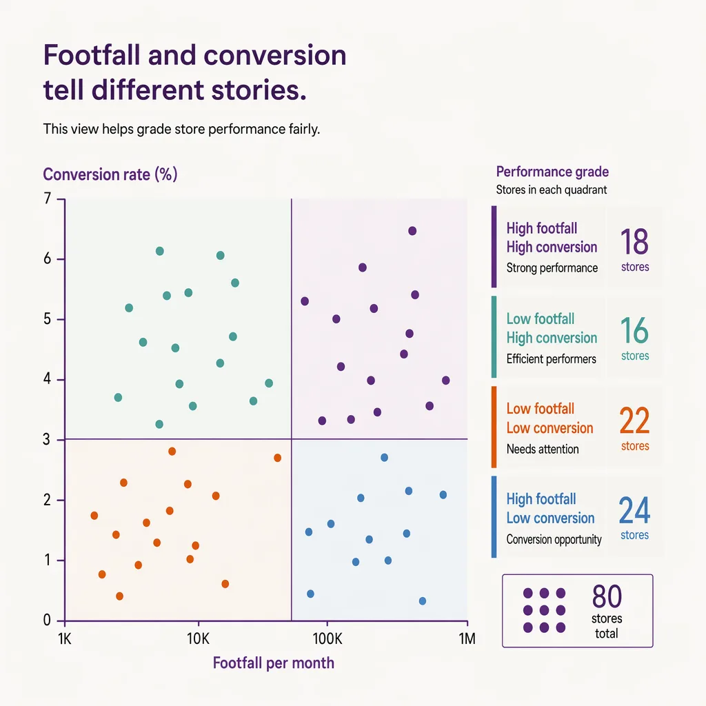 Footfall versus conversion for grading