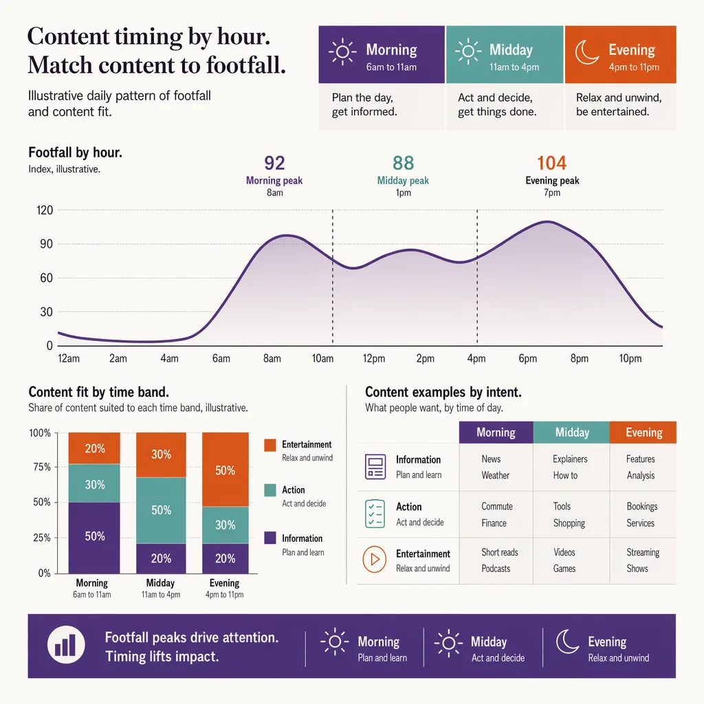 Timing content by hour
